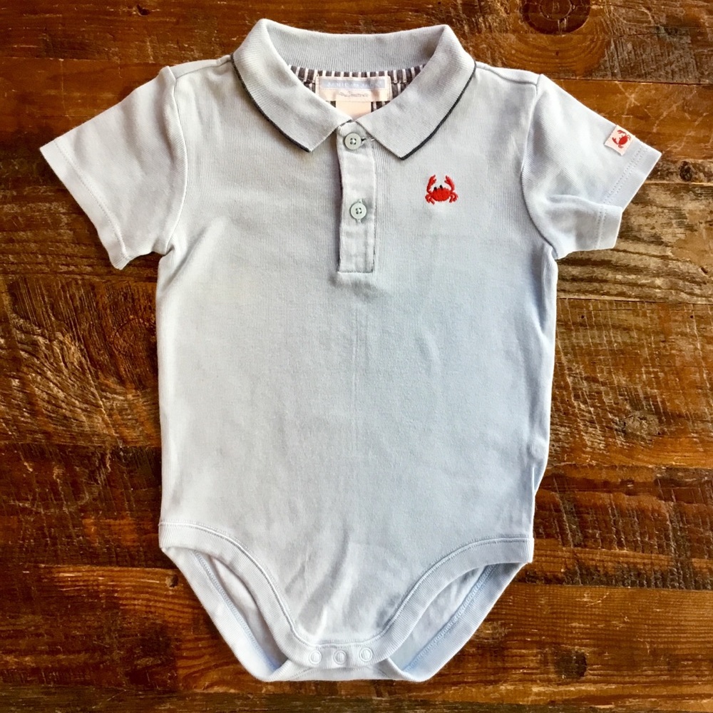 Janie & Jack Light Blue Crab Polo Style Shirt